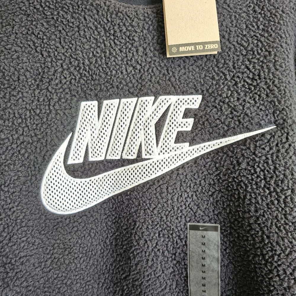 Nike Sportswear Essential Sherpa Sweatshirt Men's M Black White DD5017-010 NSW - Picture 11 of 16